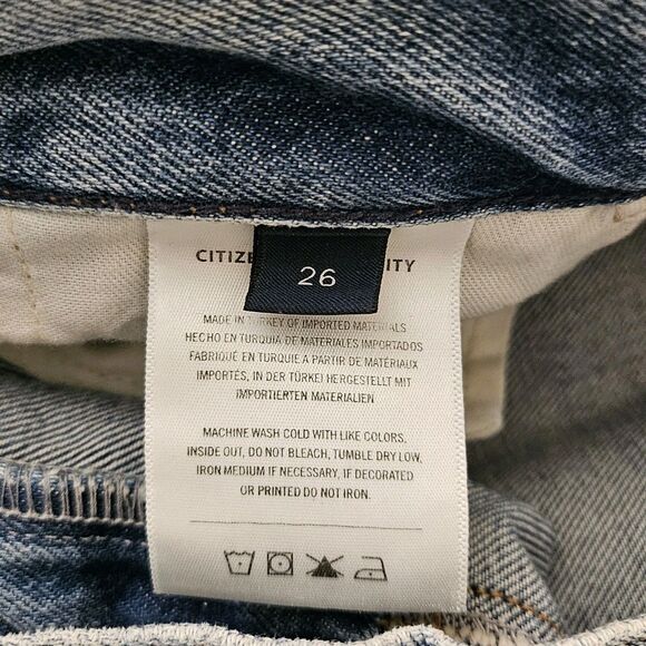 Citizens Of Humanity Shorts Womens 26 Blue Annabelle Long High-Rise Raw Hem Boho - Picture 4 of 10